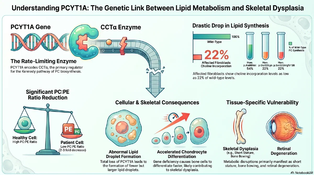 Figure from Loss of function variants in PCYT1A causing spondylometaphyseal dysplasia with cone/rod dystrophy have broad consequences on lipid metabolism, chondrocyte differentiation, and lipid droplet formation