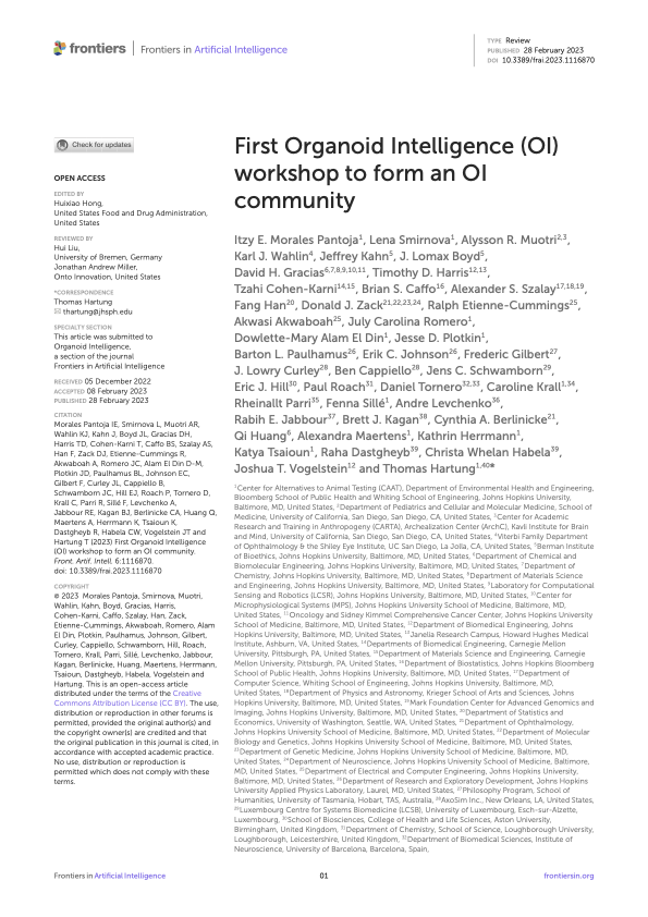 Figure from First Organoid Intelligence (OI) workshop to form an OI community