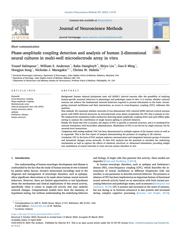 Figure from Phase-amplitude coupling detection and analysis of human 2-dimensional neural cultures in multi-well microelectrode array in vitro
