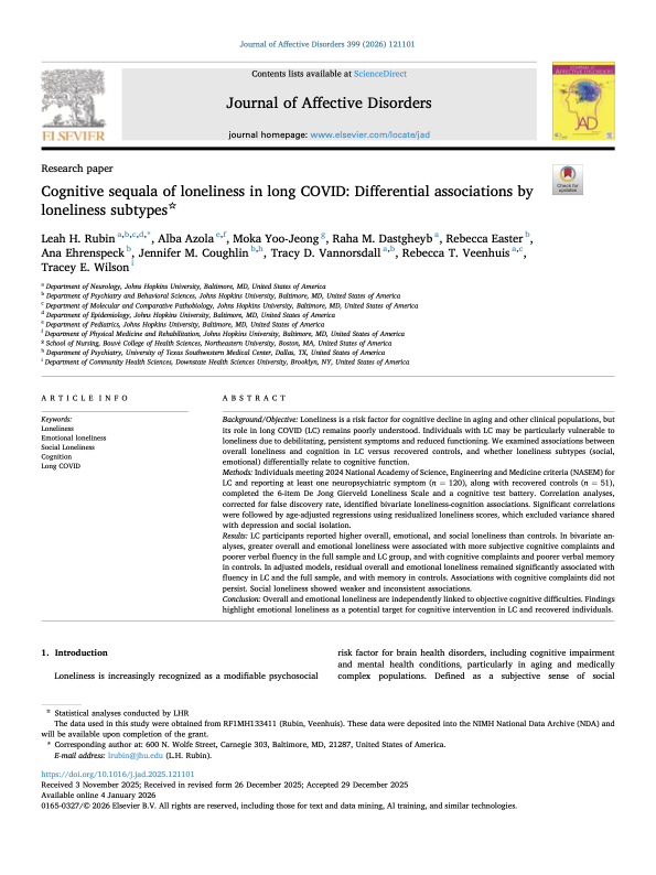Figure from Cognitive sequala of loneliness in long COVID: Differential associations by loneliness subtypes